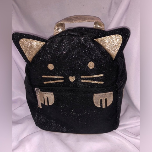 Child’s black glitter Kitty cat back pack - Picture 2 of 10